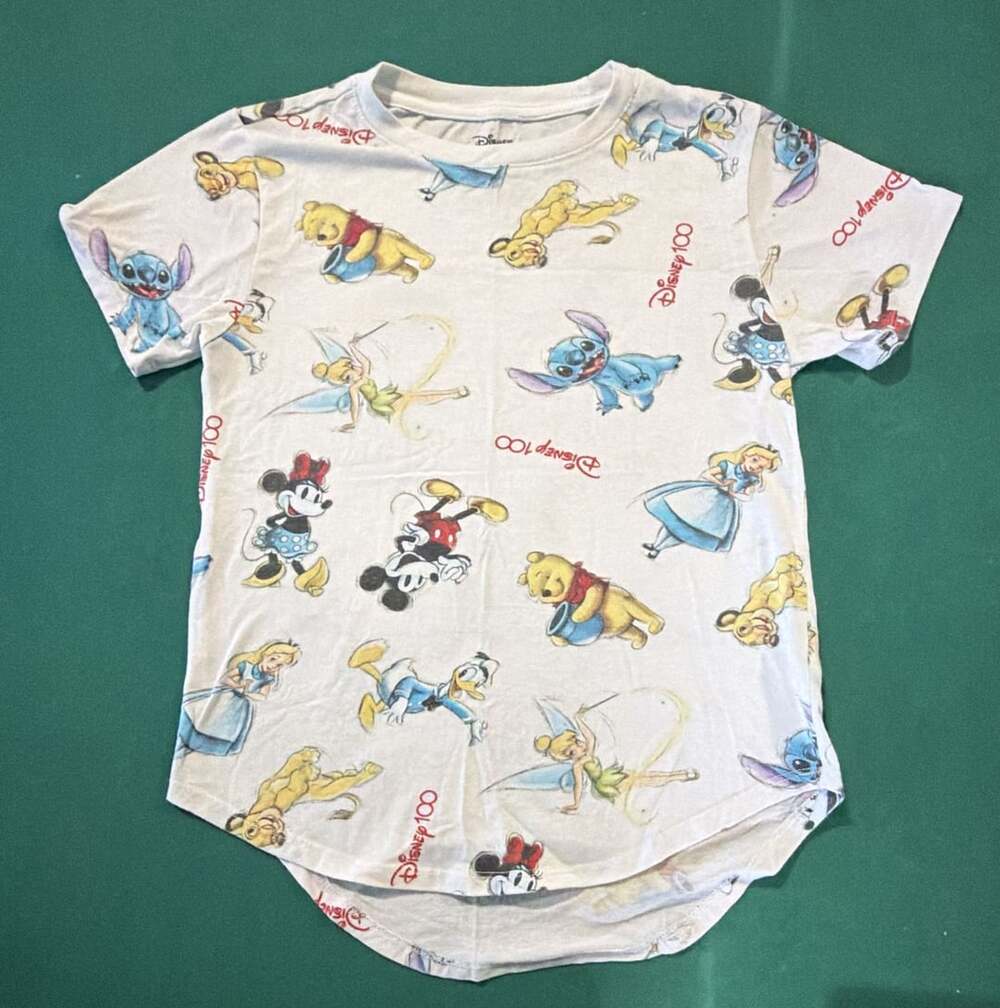 Disney 100 Character All Over Print T-Shirt Size XS(1) White